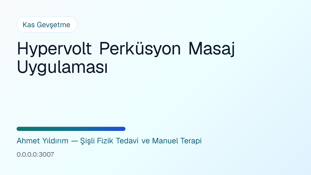 Hypervolt Perküsyon Masaj Uygulaması